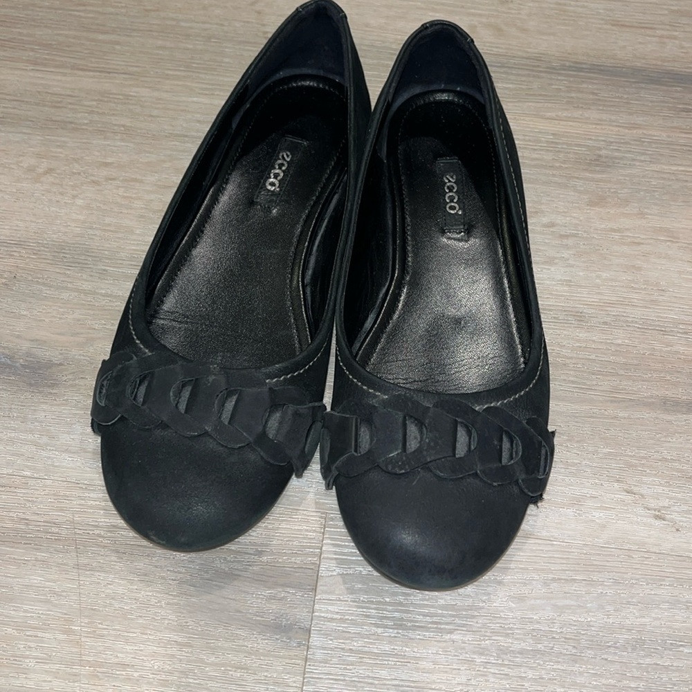 ECCO Kelly flats leather black ballet size 37 7 trendy 90s Y2K 2000s VTG luxury